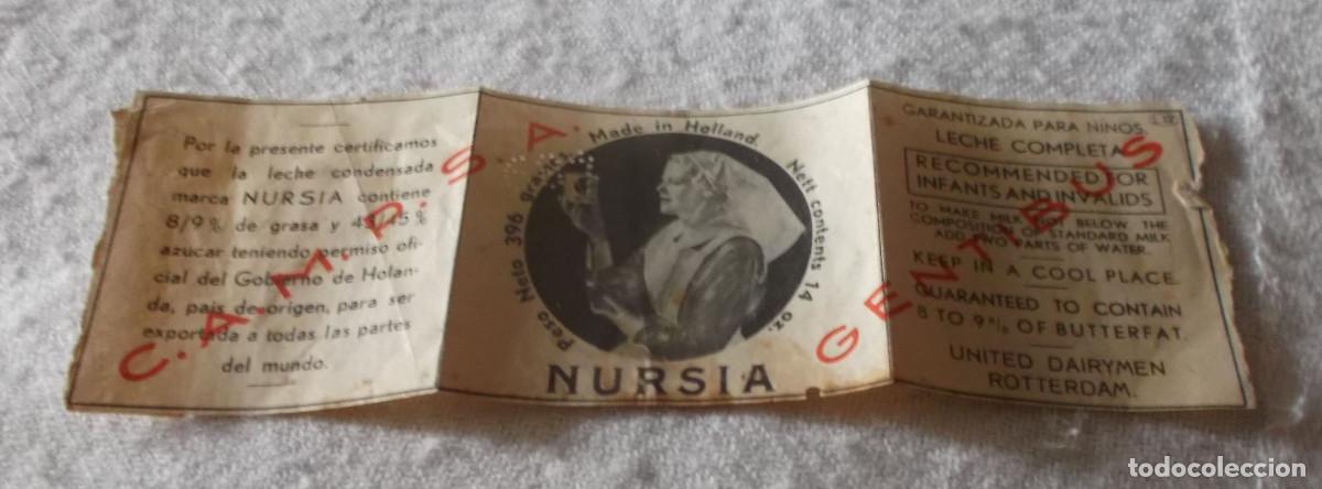Etiquetas antiguas: etiqueta leche condensada Nursia made in Hollande de los a&ntilde;os 50