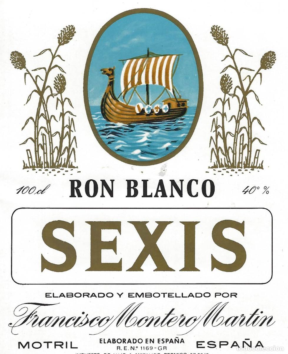 &Eacute;tiquettes anciennes: E1665 BODEGAS FRANCISCO MONTERO MARTIN-RON SEXIS-1L-40%