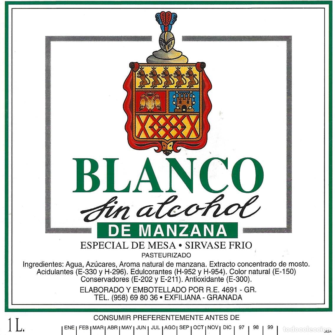 Etiquetas antiguas: E1670 BODEGAS R. E.-VINO BLANCO DE MANZANA-1L - Foto 1