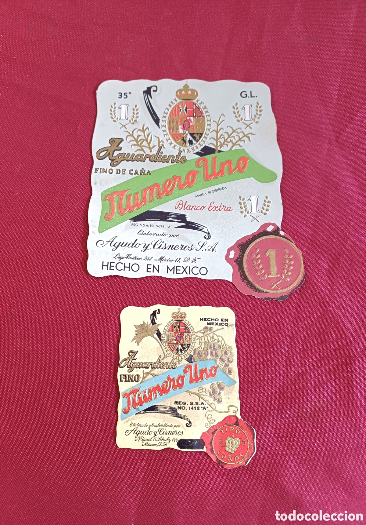 Old Labels: ETIQUETA AGUARDIENTE NUMERO UNO, AGUDO Y CISNEROS