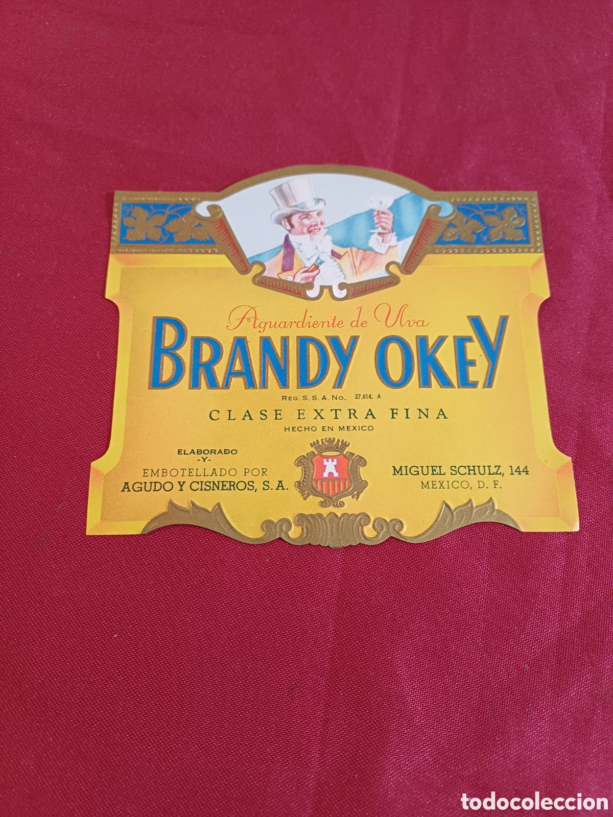 Etiquetas antiguas: ANTIGUA ETIQUETA BRANDY OKEY