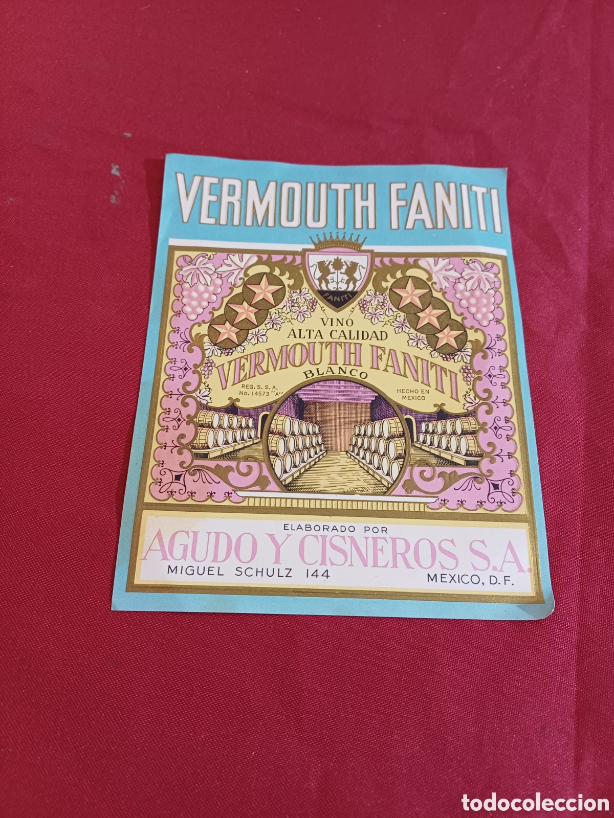 Old Labels: ANTIGUA ETIQUETA VERMOUTH, VERMUT, FANITI, AGUDO Y CISNEROS S.A