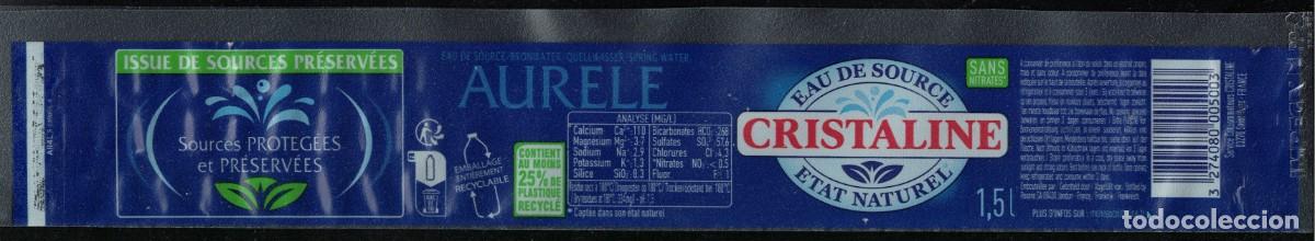 Old Labels: Francia Etiquette Water Label Eau de Source Aurele Cristaline Issue de Sources Pr&eacute;serv&eacute;es