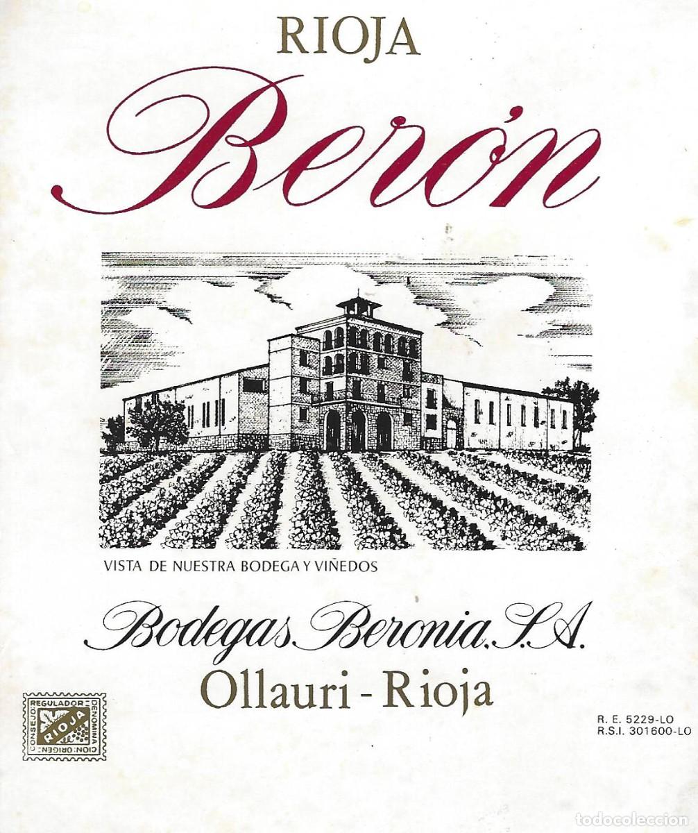 Etiquetas antiguas: E1711 BODEGAS BERONIA-BERON - Foto 1