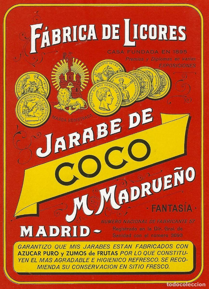 Etiquetas antiguas: E1741 BODEGAS M. MADRUE&Ntilde;O-JARABE DE COCO - Foto 1