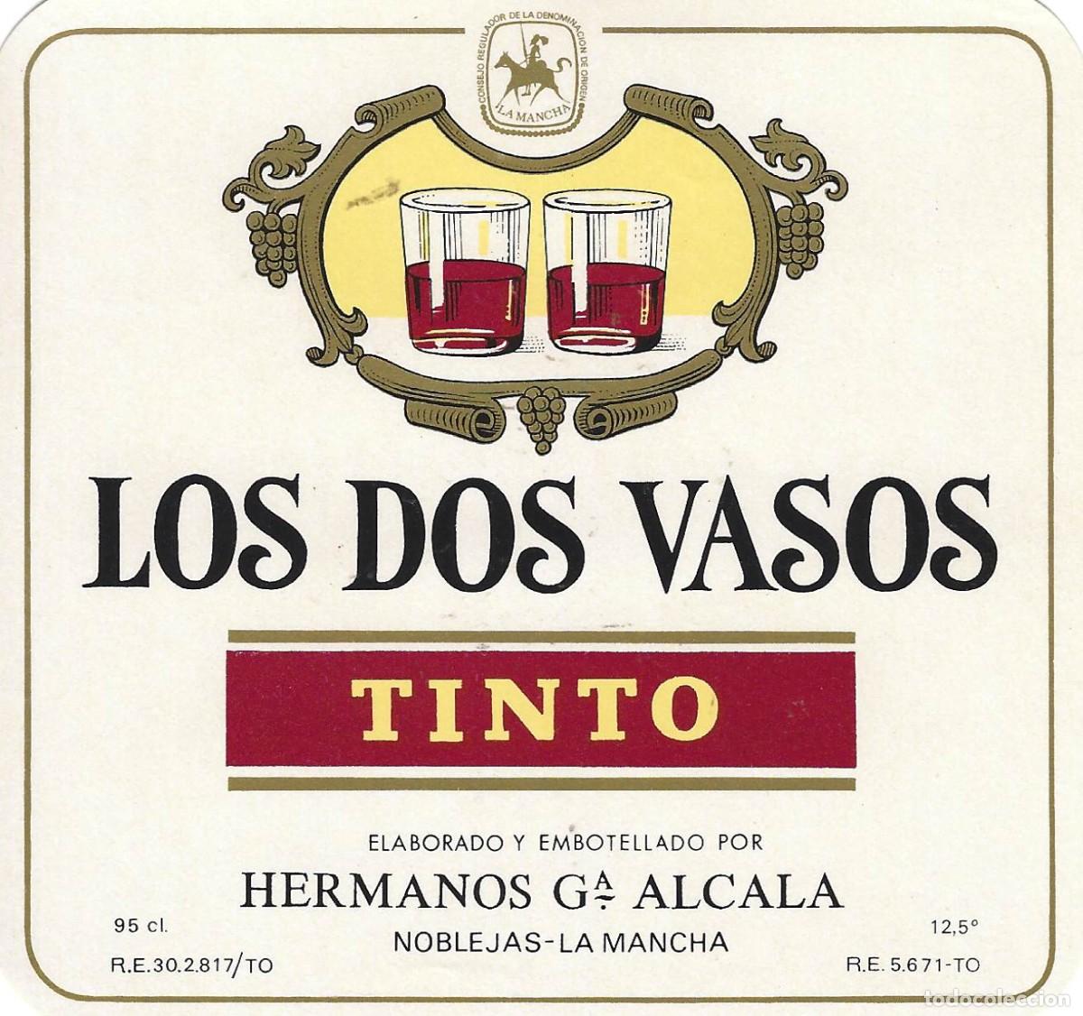 Etichette antiche: E1835 BODEGAS HNOS. GARCIA ALCALA-VINO TINTO LOS DOS VASOS-0.95L-12.50%