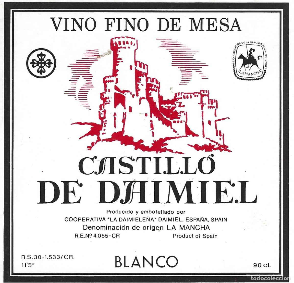Etichette antiche: E1867 BODEGAS COOPERATIVA LA DAIMILE&Ntilde;A-VINO TINTO CASTILLO DE DAIMIEL-0.90L-11.50%