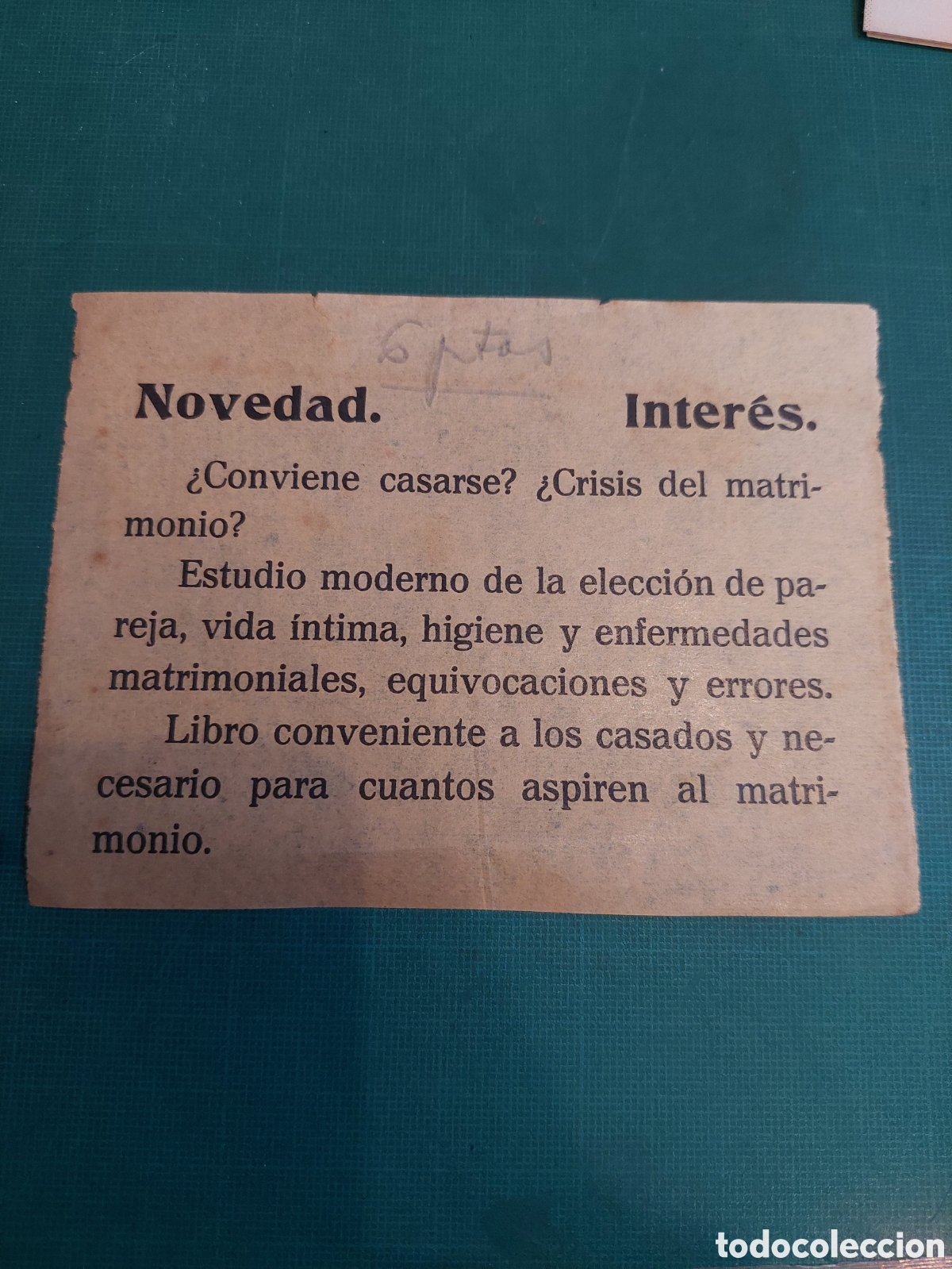 Alte Etiketten: IMPRESO VINTAGE NOVEDAD INTER&Eacute;S CONVIENE CASARSE PORTADA LIBRO