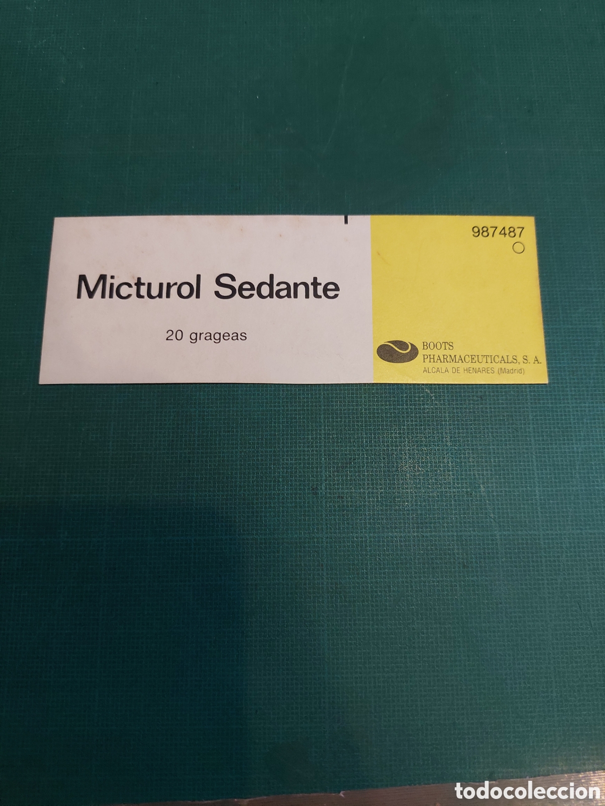 Alte Etiketten: ETIQUETA MEDICAMENTOS MICTUROL SEDANTE GRAGEAS BOOTS MADRID