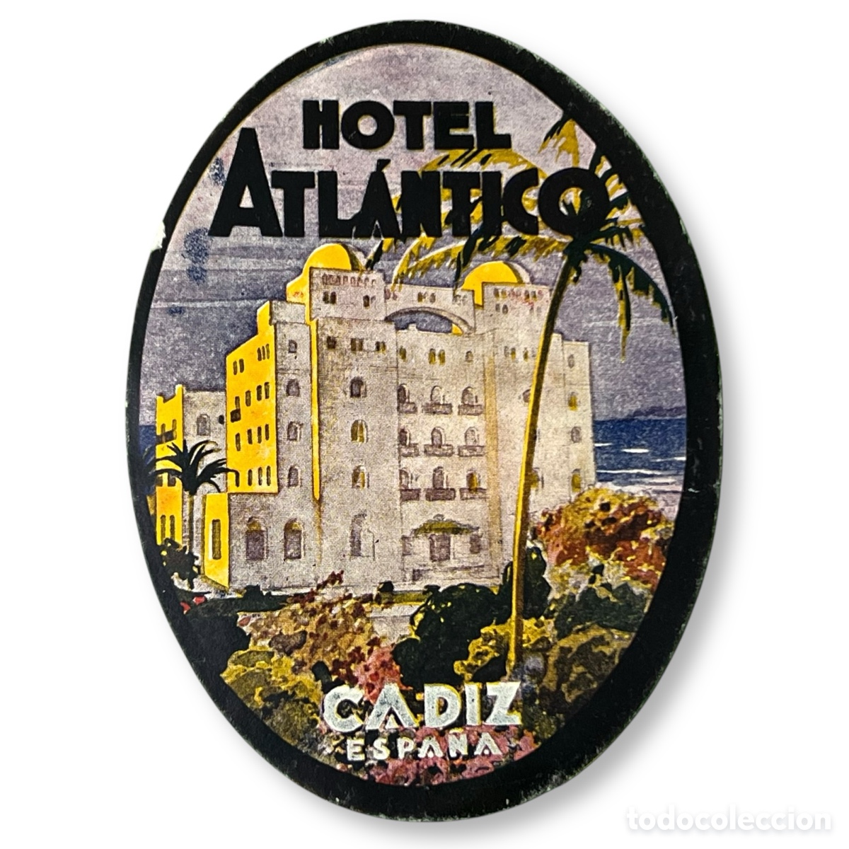 Etiquetas antiguas: ETIQUETA HOTEL ATLANTICO C&Aacute;DIZ ANDALUC&Iacute;A LUGGAGE LABEL.