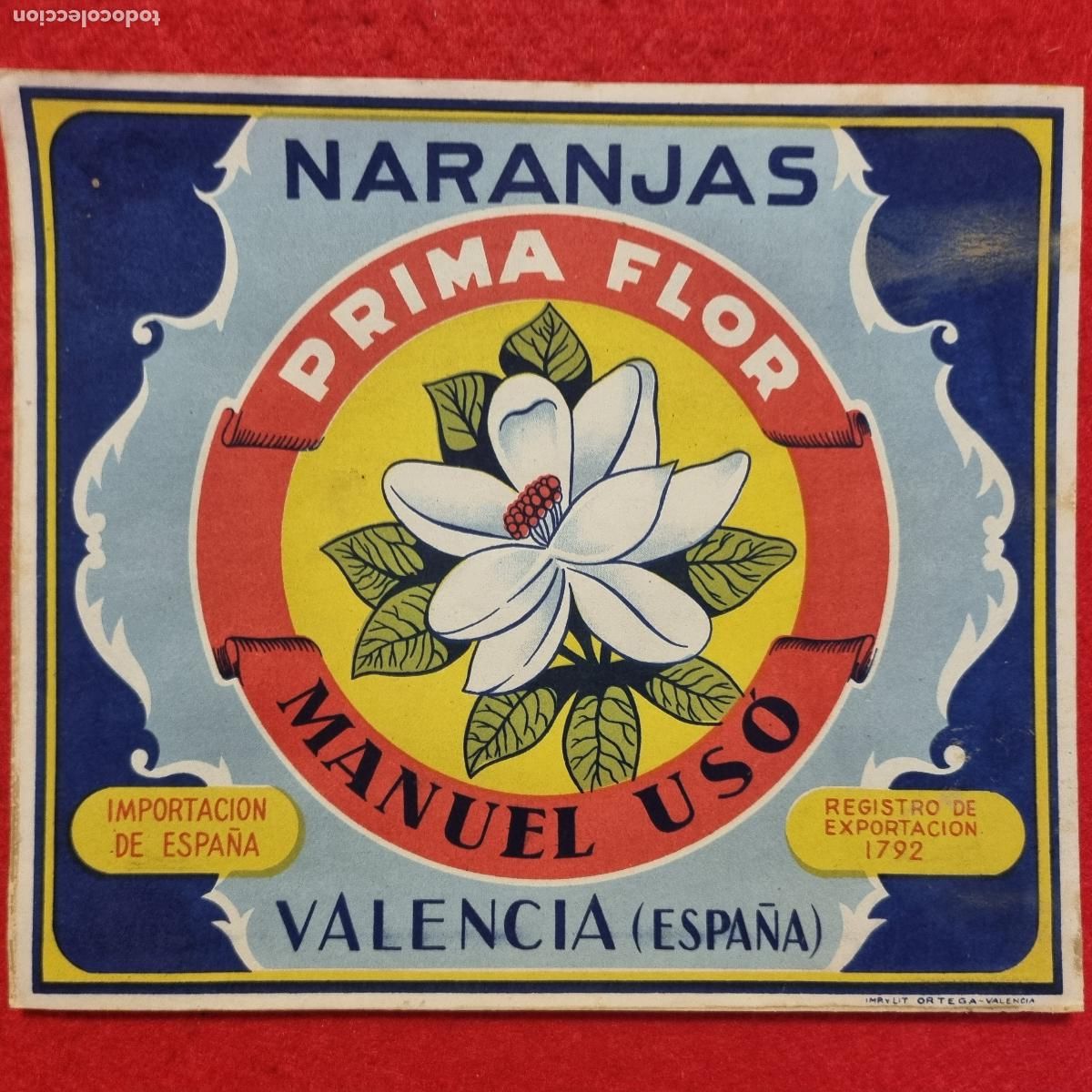 Alte Etiketten: CARTEL ITO ETIQUETA PUBLICIDAD NARANJAS PRIMA FLOR MANUEL USO MEDIANA VALENCIA ANTIGUA ORIGINAL K7