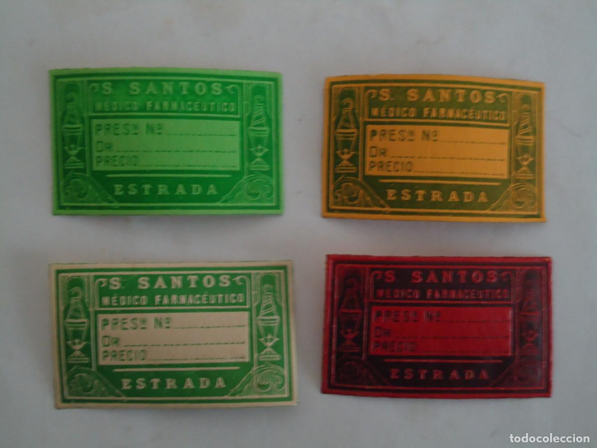 Old Labels: 4 ETIQUETAS DIFERENTES DE FARMACIA S. SANTOS MEDICO FARMACEUTICO . ESTRADA. PP- 11
