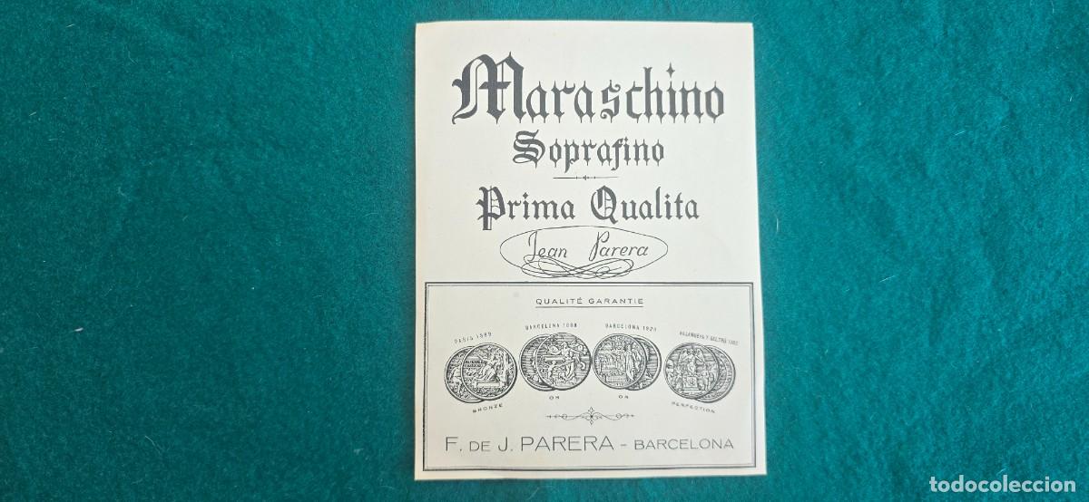 Old Labels: ETIQUETA MARASCHINO SOPRAFINO PRIMA QUALITA - JEAN PARERA (BARCELONA)
