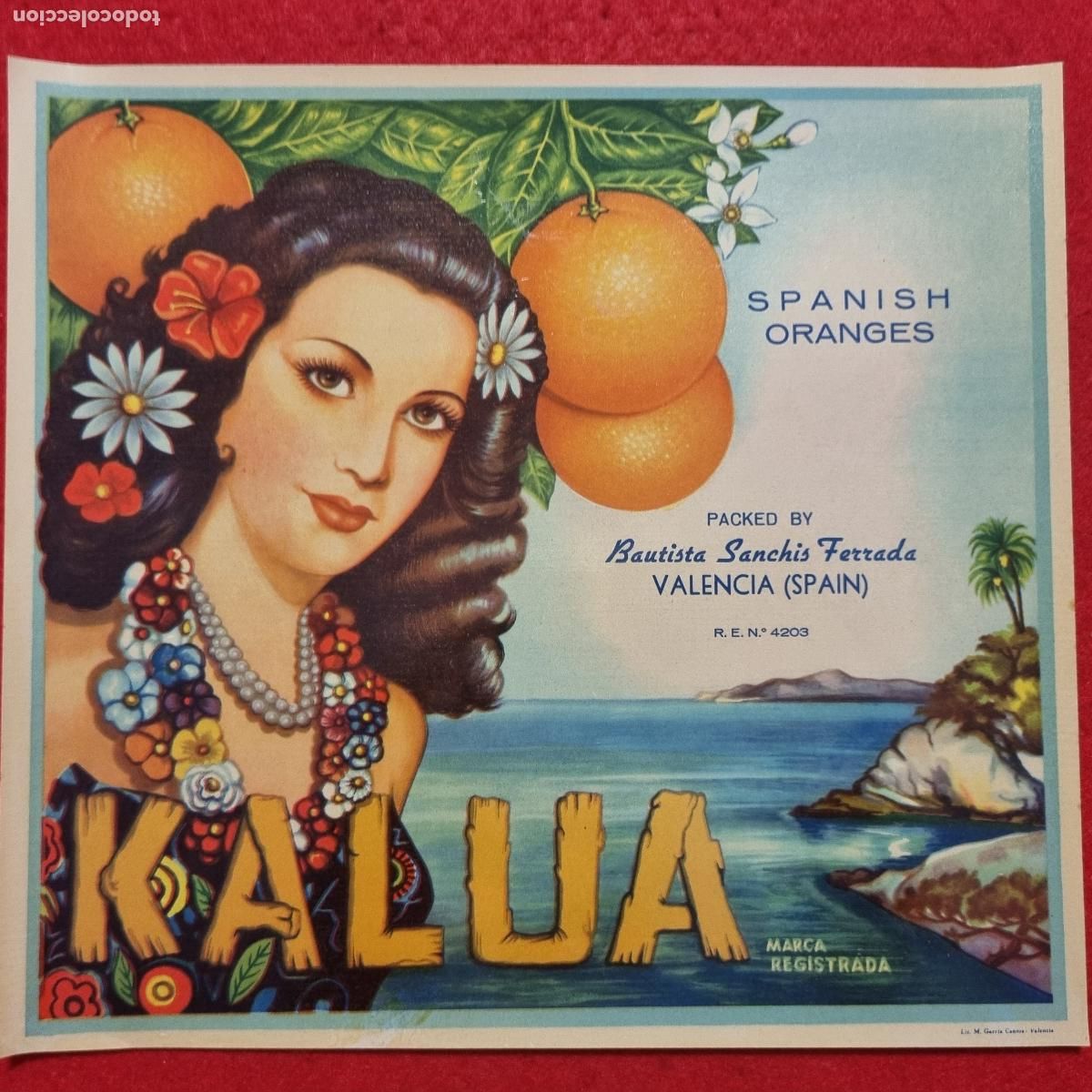 Old Labels: ETIQUETA CARTEL ITO PUBLICIAD DE NARANJAS KALUA BAUTISTA SANCHIS BURRIANA ORIGINAL K8