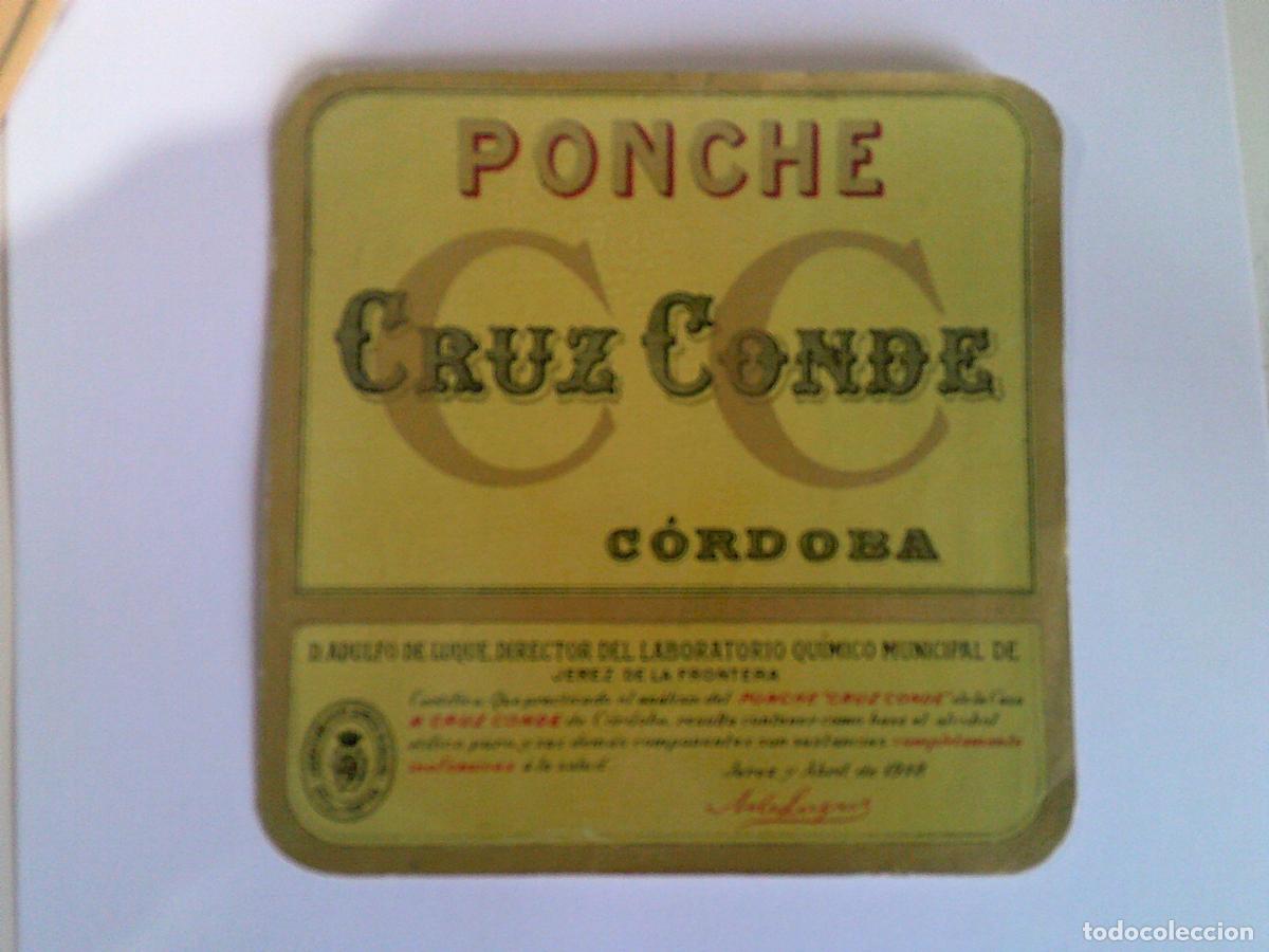 Etichette antiche: Etiqueta antigua Cruz Conde ponche C&oacute;rdoba