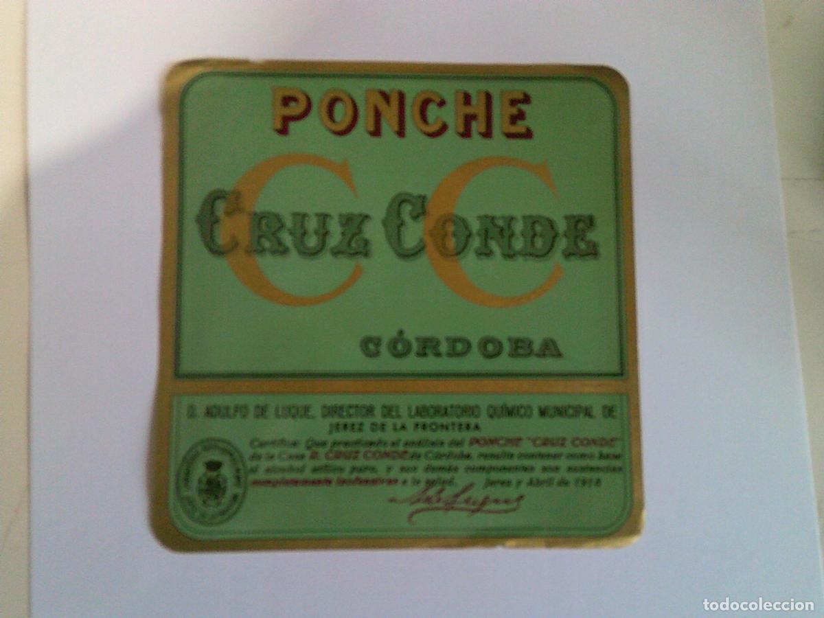Etichette antiche: Etiqueta antigua Cruz Conde Ponche C&oacute;rdoba