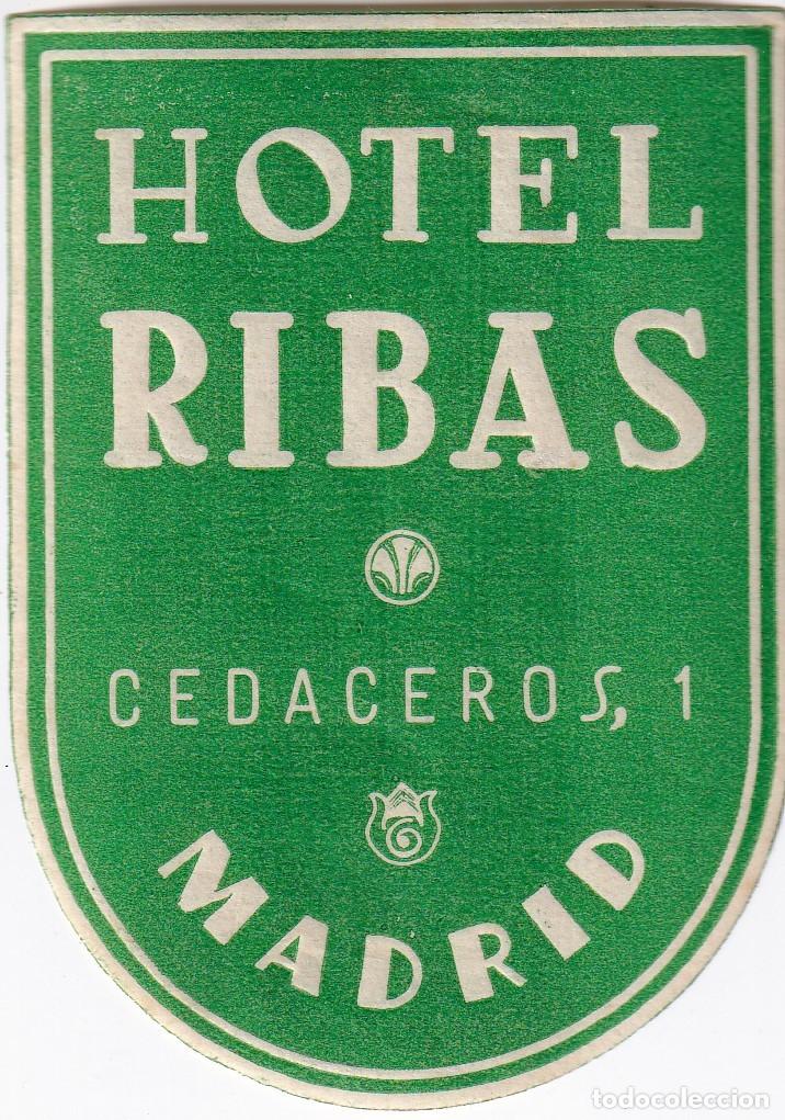 Etiquetas antiguas: ANTIGUA ETIQUETA DEL HOTEL RIBAS DE MADRID (charnela)