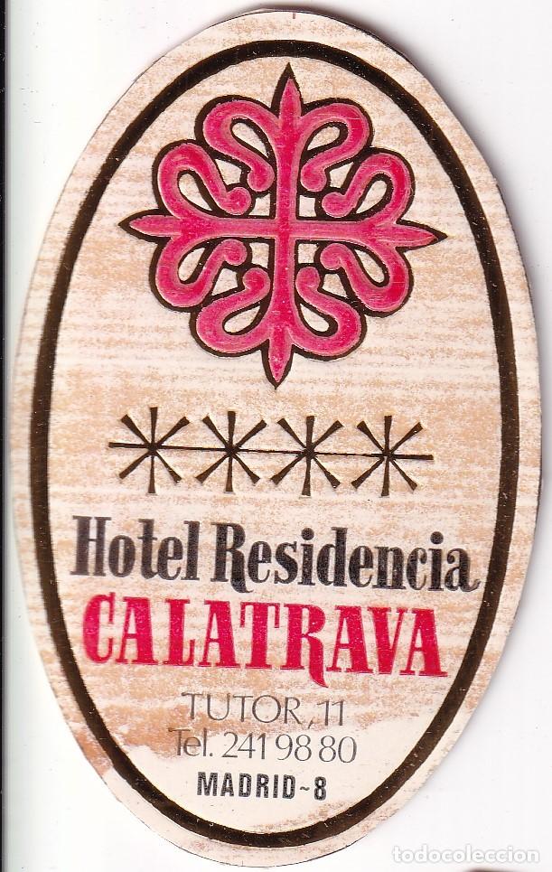 Etiquetas antiguas: ANTIGUA ETIQUETA DEL HOTEL CALATRAVA DE MADRID (charnela)