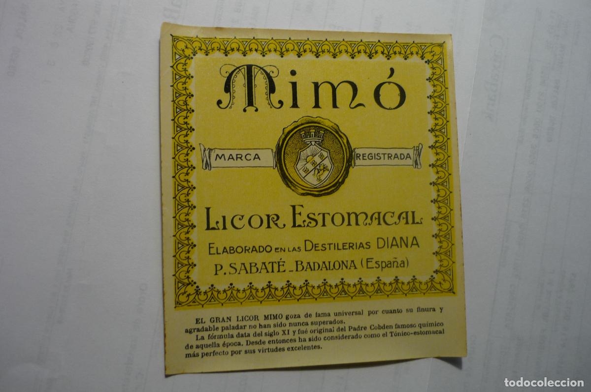 Old Labels: etiqueta licor estomacal mimo p.sabate -badalona