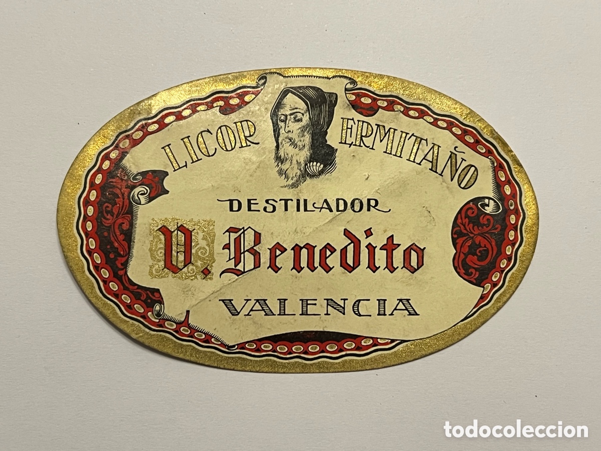 Etichette antiche: LICOR ERMITA&Ntilde;O. Destilador, V. Benedito.. Valencia (h.1930?)