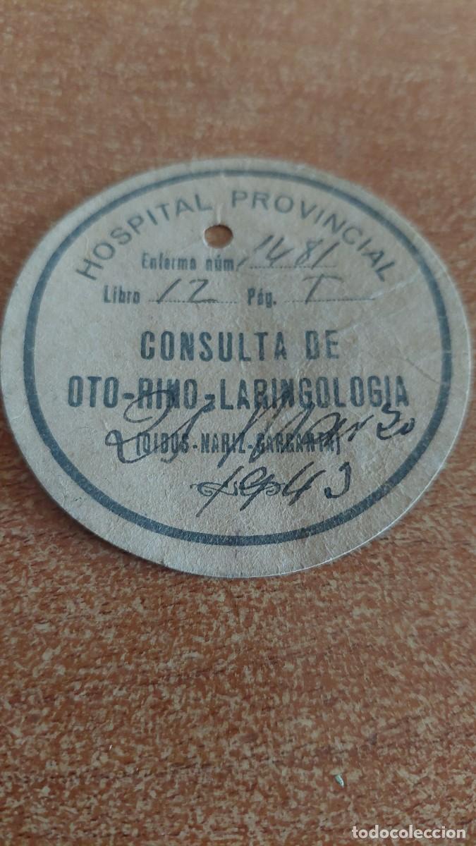 Etichette antiche: Etiqueta consulta otorino Hospital Valencia a&ntilde;os 40