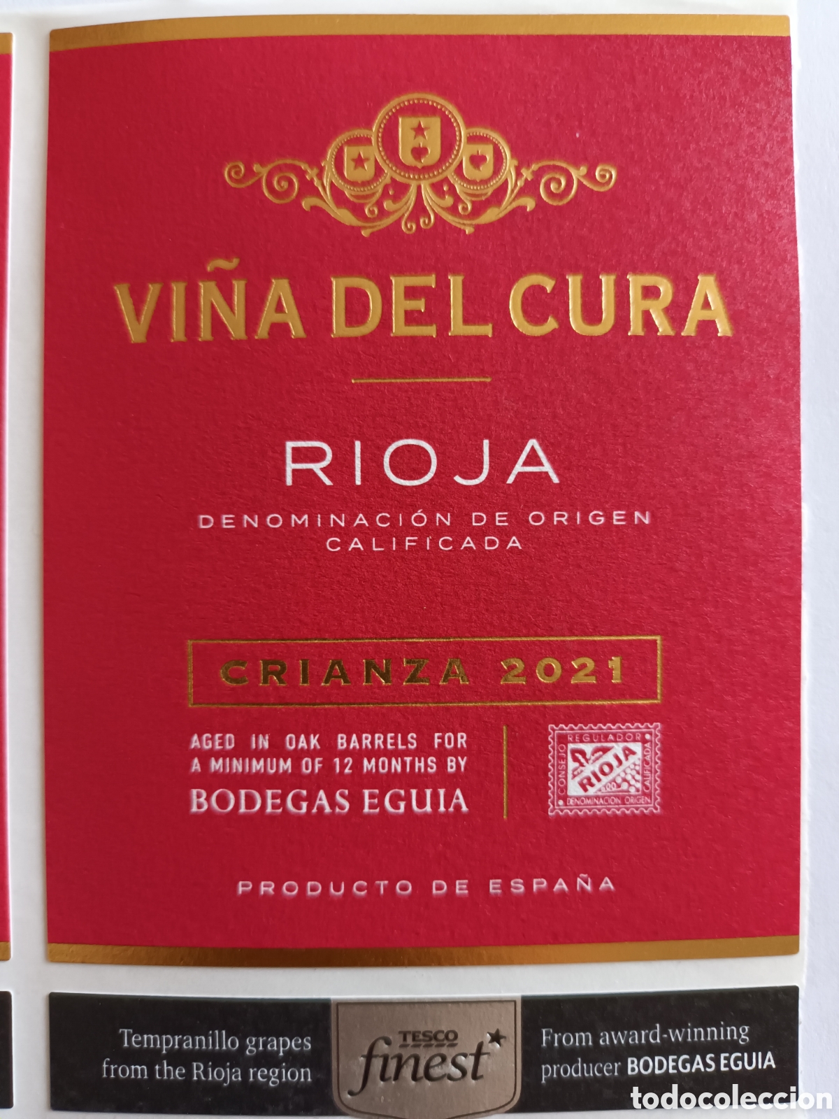 Etiquetas antigas: ETIQUETA VI&Ntilde;A DEL CURA. BODEGAS EGUIA