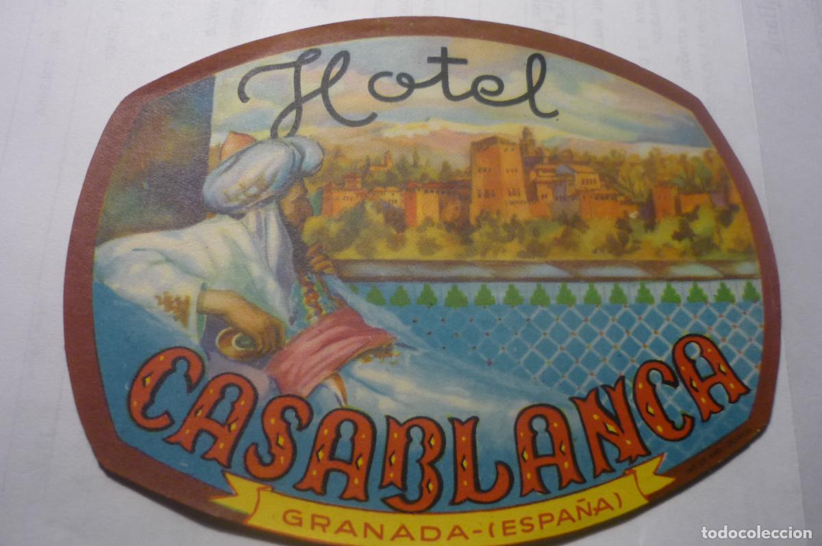 Etiquetas antiguas: etiqueta hotel casablanca granada cm