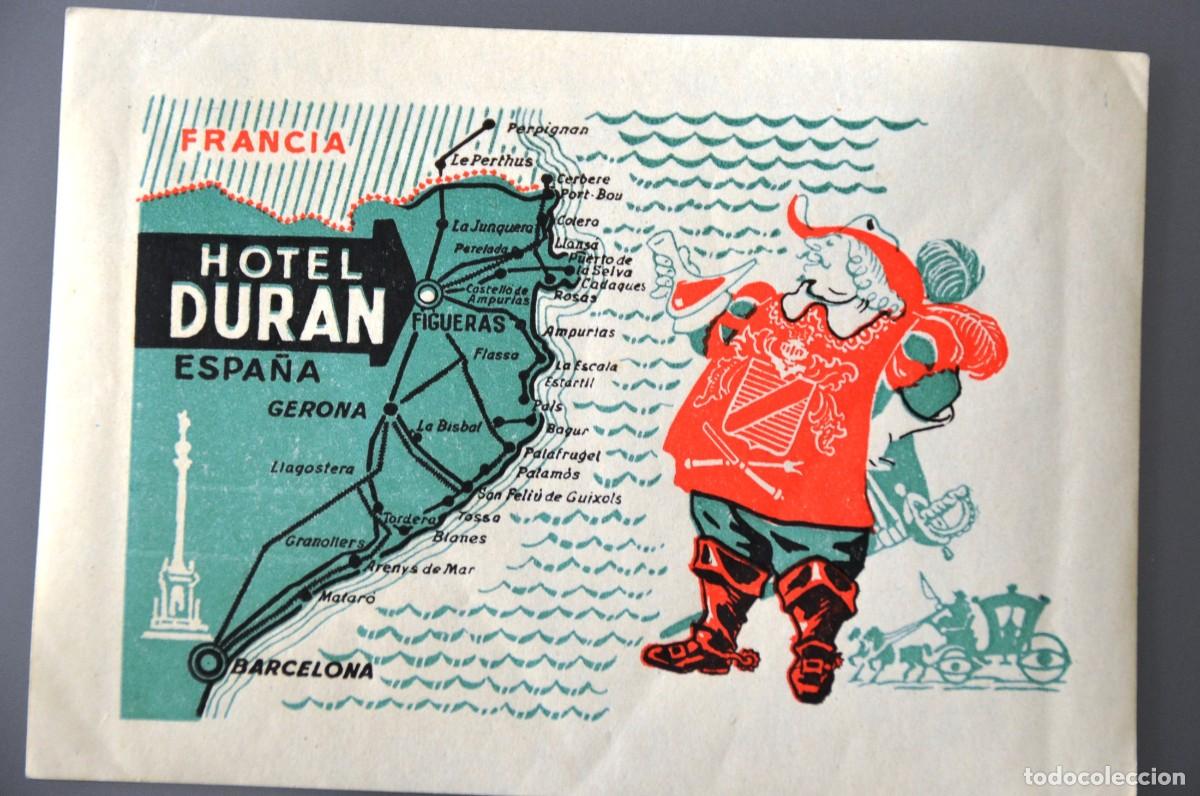 Etiquetas antiguas: ANTIGUA ETIQUETA HOTEL DURAN FIGUERES (GIRONA)