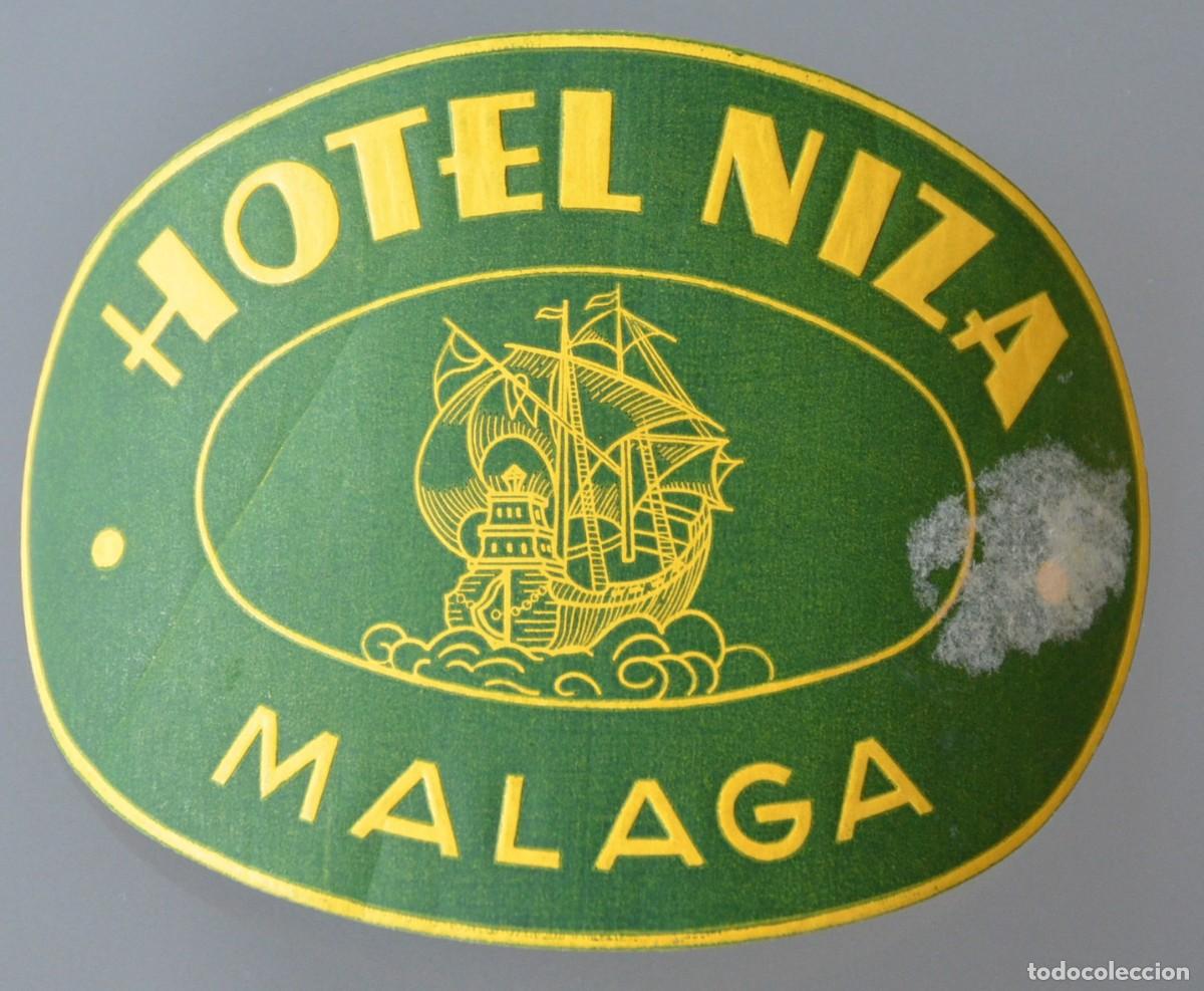 Etiquetas antiguas: ANTIGUA ETIQUETA HOTEL NIZA M&Aacute;LAGA