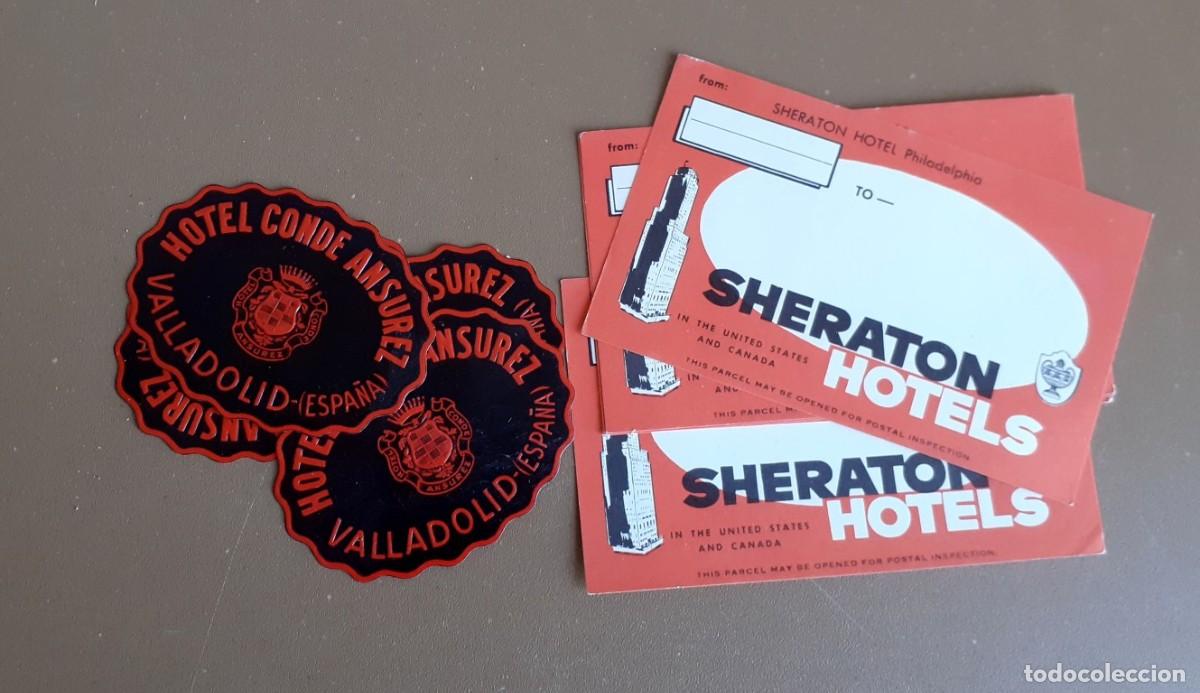 Etiquetas antiguas: 2 modelos etiquetas de HOTEL Conde Ansurez &ndash; Valladolid / Sheraton hotels &ndash; Philadelphia &ndash; Canad&aacute;