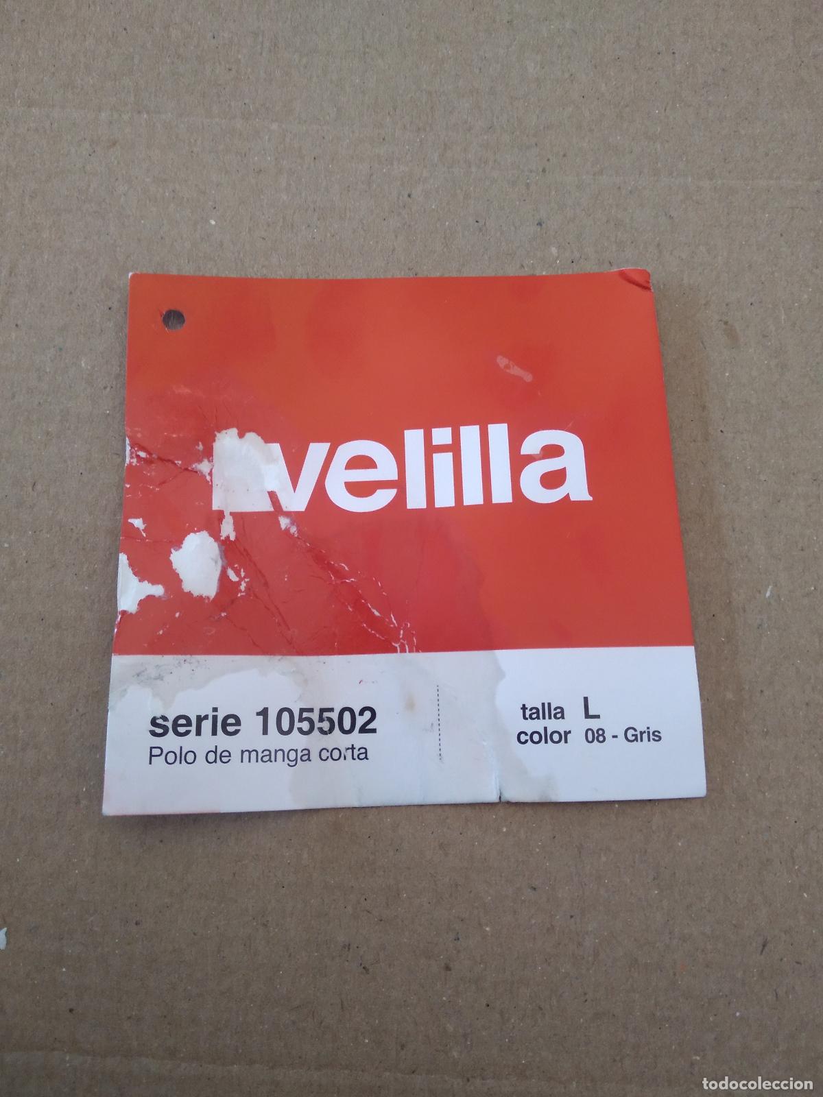 Old Labels: etiqueta publicidad velilla talla L ropa