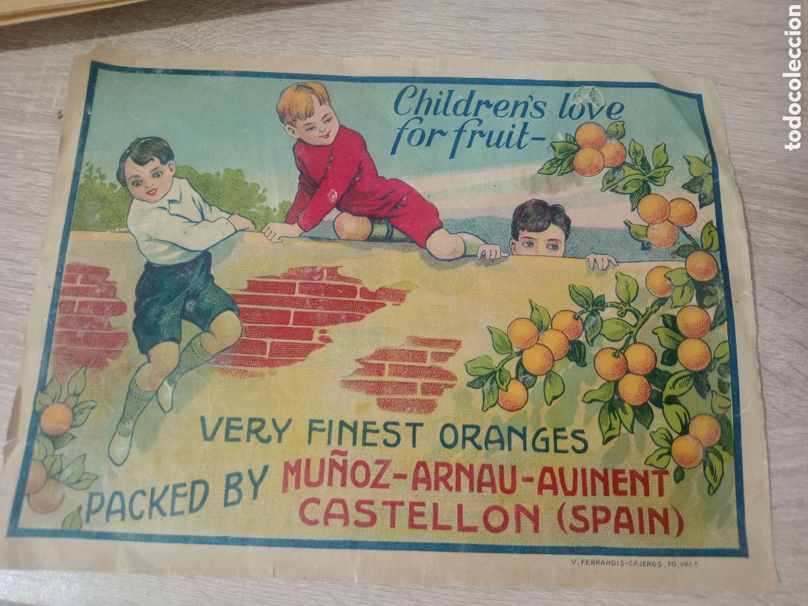 Alte Etiketten: ETIQUETA FRUTAS Y VERDURAS - PUBLICIDAD CSATELLON - NARANJAS MU&Ntilde;OZ-ARNAU-AVIMENT
