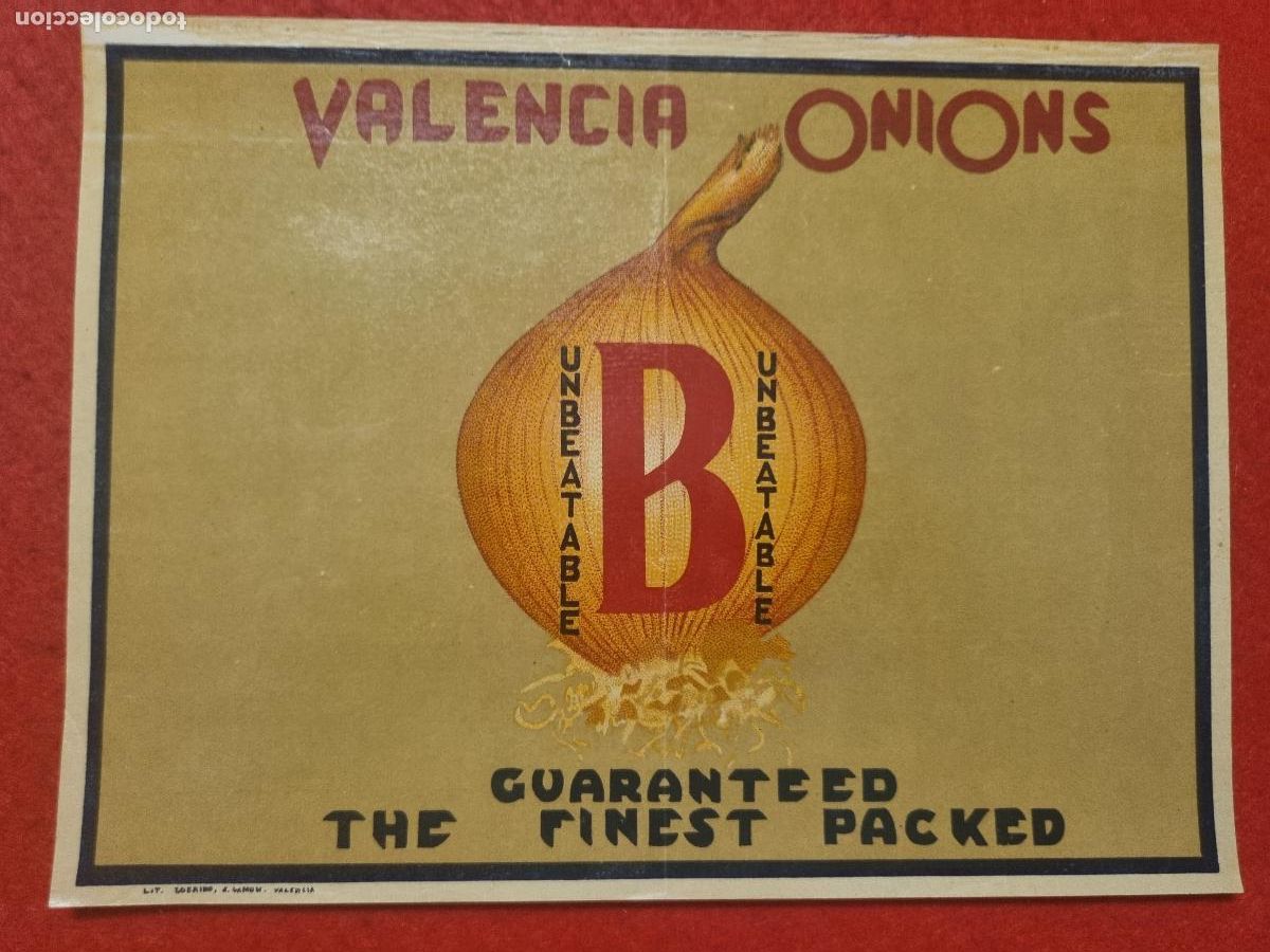 Alte Etiketten: CARTEL ITO ETIQUETA PUBLICIDAD CEBOLLAS VALENCIA ONION B ORIGINAL K17