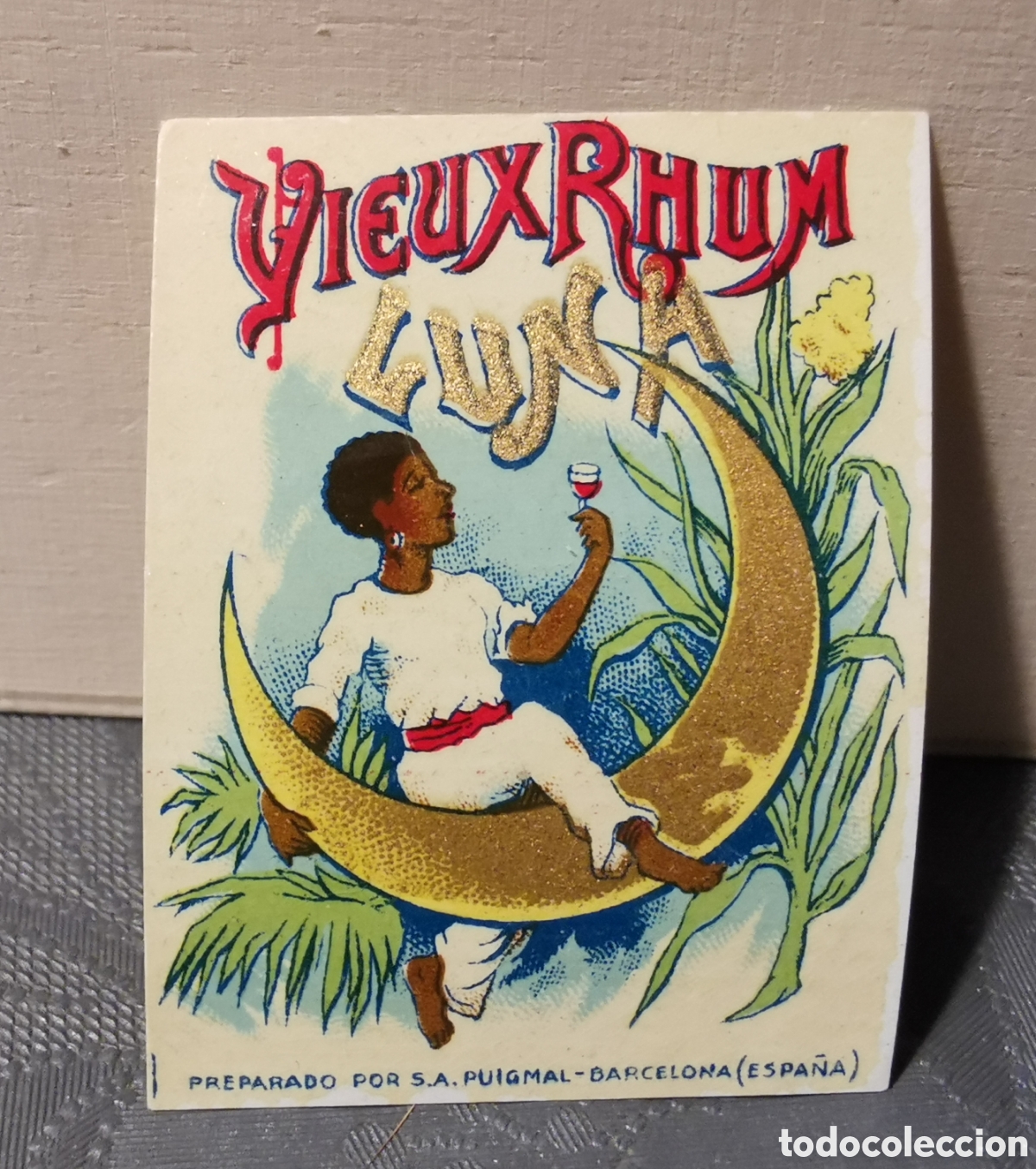 Etichette antiche: Antigua etiqueta Vieux Rhum Luna. 4.5x3.5cm