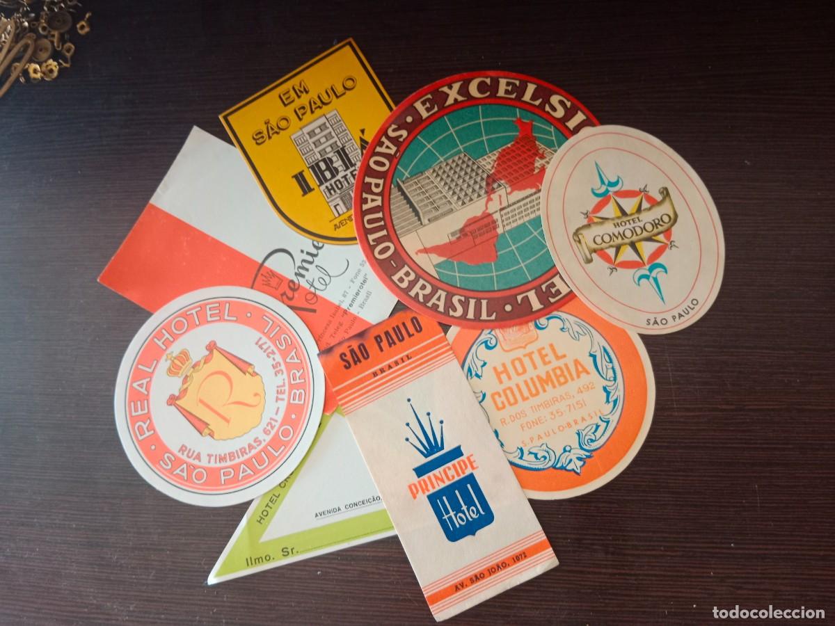 Etiquetas antiguas: 8 ANTIGUAS ETIQUETAS DE HOTELES DE SAO PAULO - BRASIL