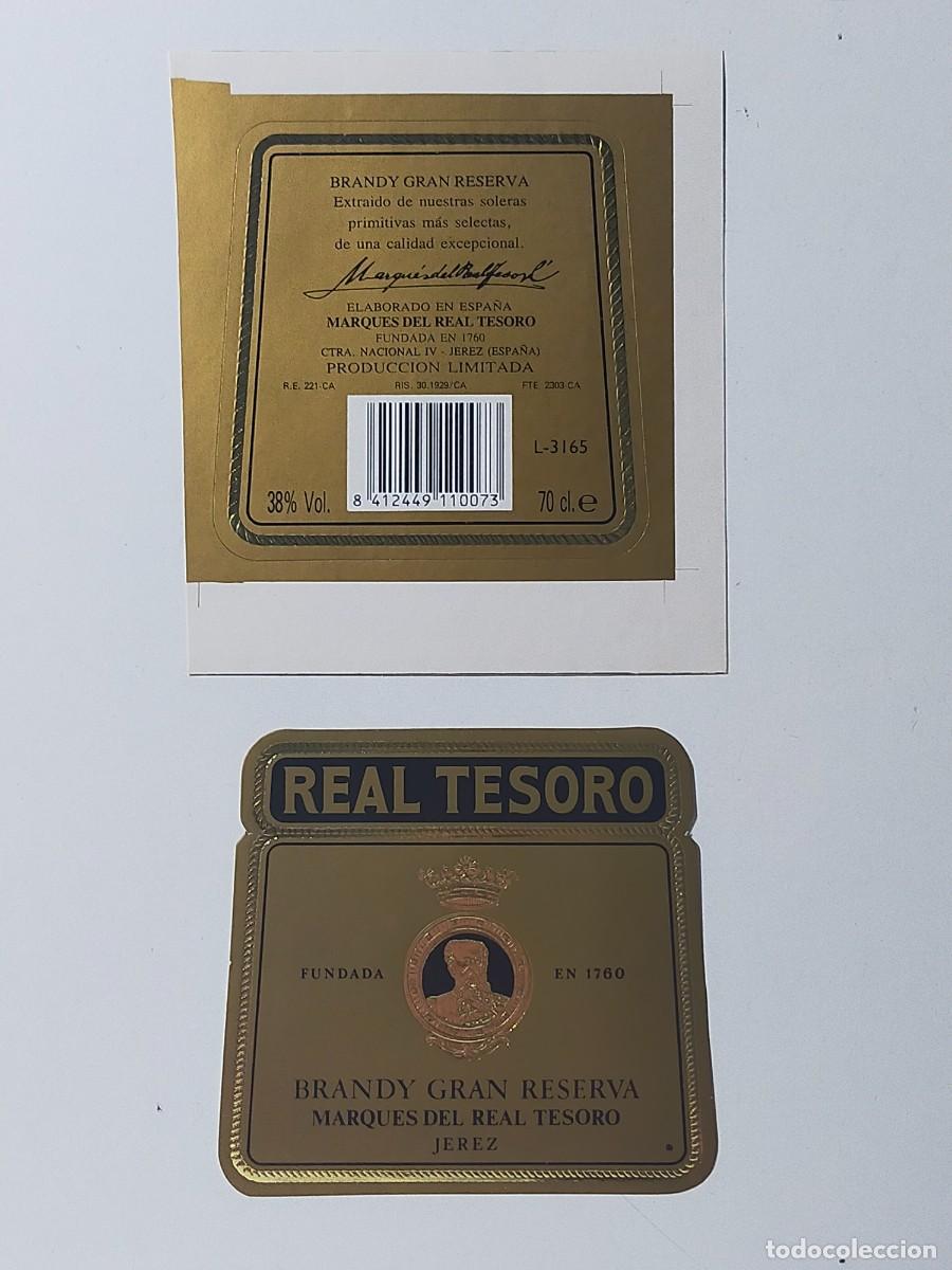 Etiquetas antiguas: Etiquetas (2): BRANDY GRAN RESERVA - Bodega: MARQUES DEL REAL TESORO - Jerez de la Frontera (C&aacute;diz)