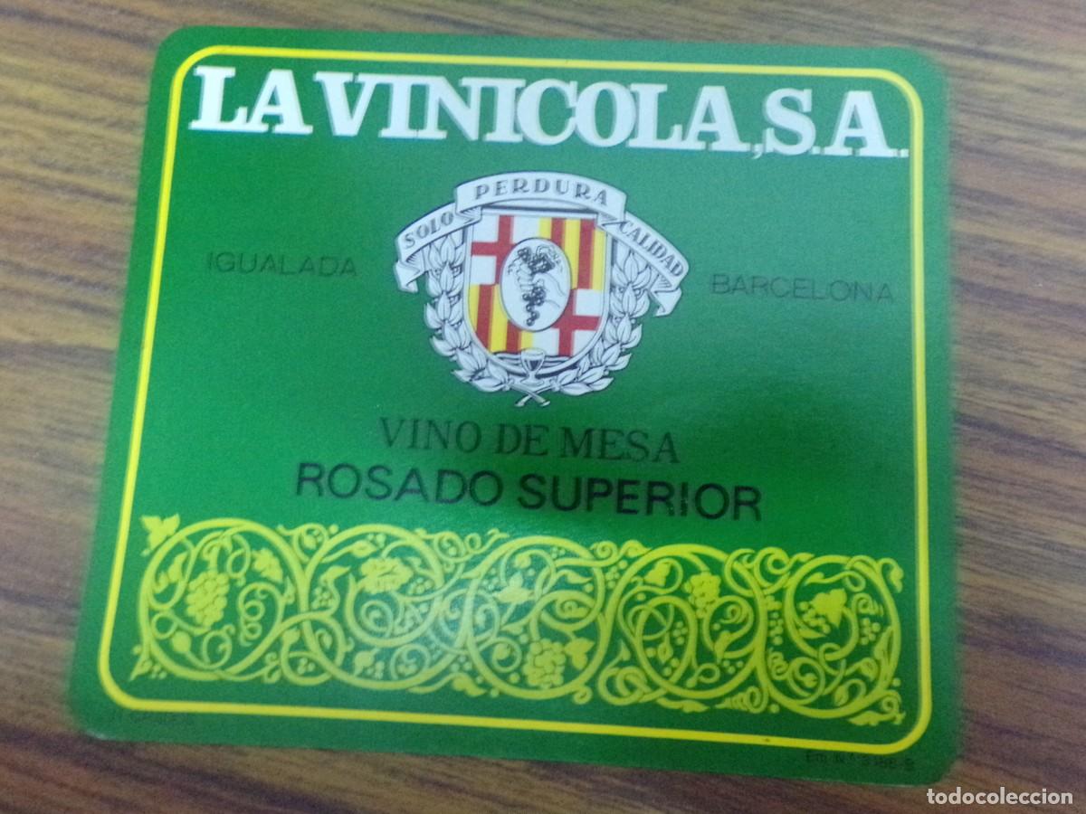 Etiquetas antiguas: etiqueta de vino de mesa Rosado superior. La Vinicola S.A Igualada - Barcelona