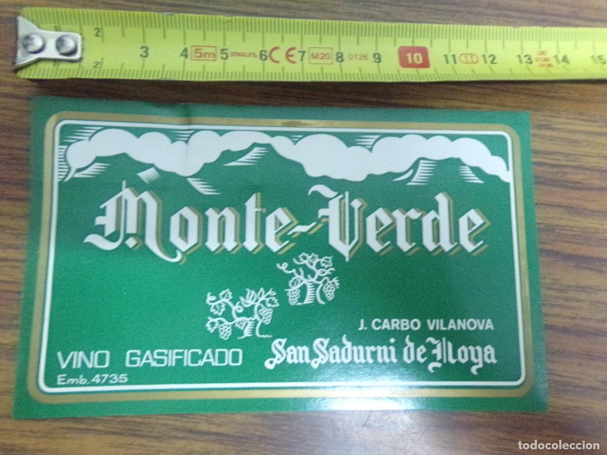 Etiquetas antiguas: etiqueta de vino gasificado. Monte -Verde San Sadurni de Noya. J. Carbo Vilanova
