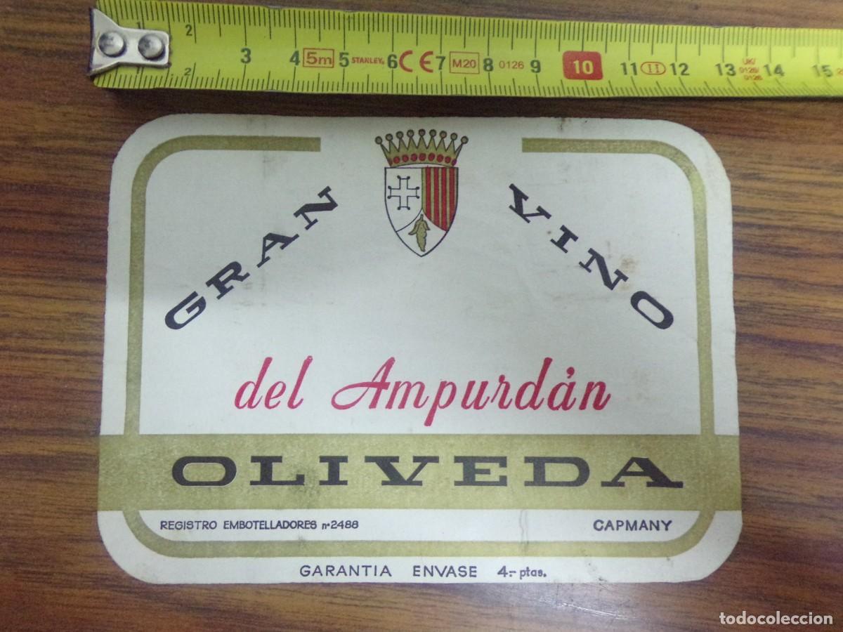 Etiquetas antiguas: etiqueta de vino. Gran Vino del Ampurd&aacute;n. Oliveda Campany