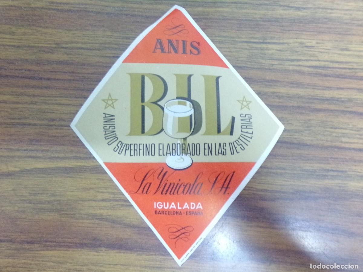 Etiquetas antiguas: etiqueta de anis. BIL. La Vinicola S.A Igualada - Barcelona