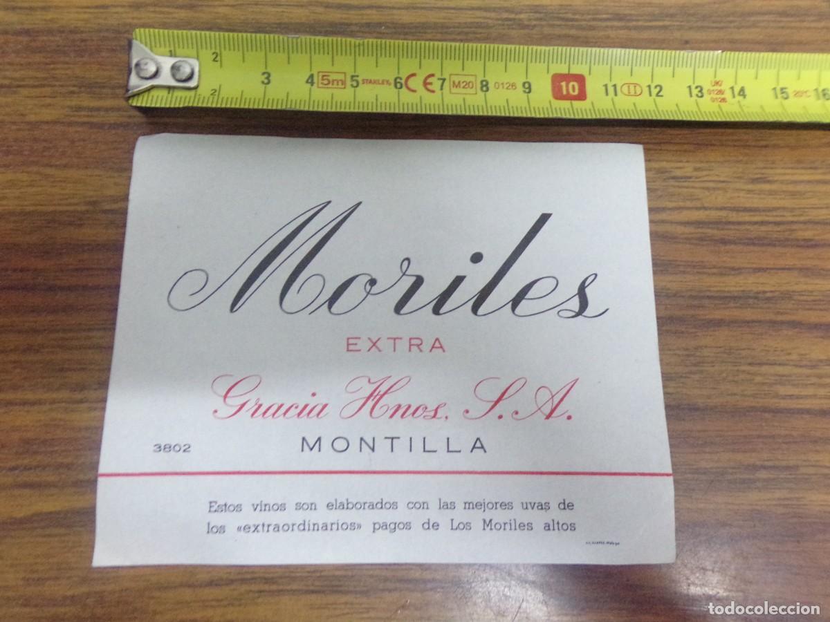 Etiquetas antiguas: etiqueta de vino Moriles extra. Gracia Hnos. S.A. Montilla