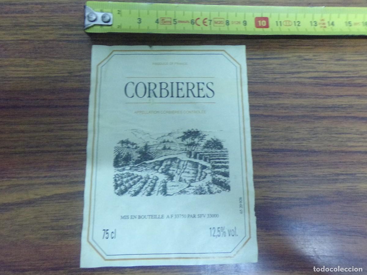 Etiquetas antiguas: etiqueta de vino. Corbieres. Appellation Corbi&egrave;res Contril&eacute;e. Produce of france