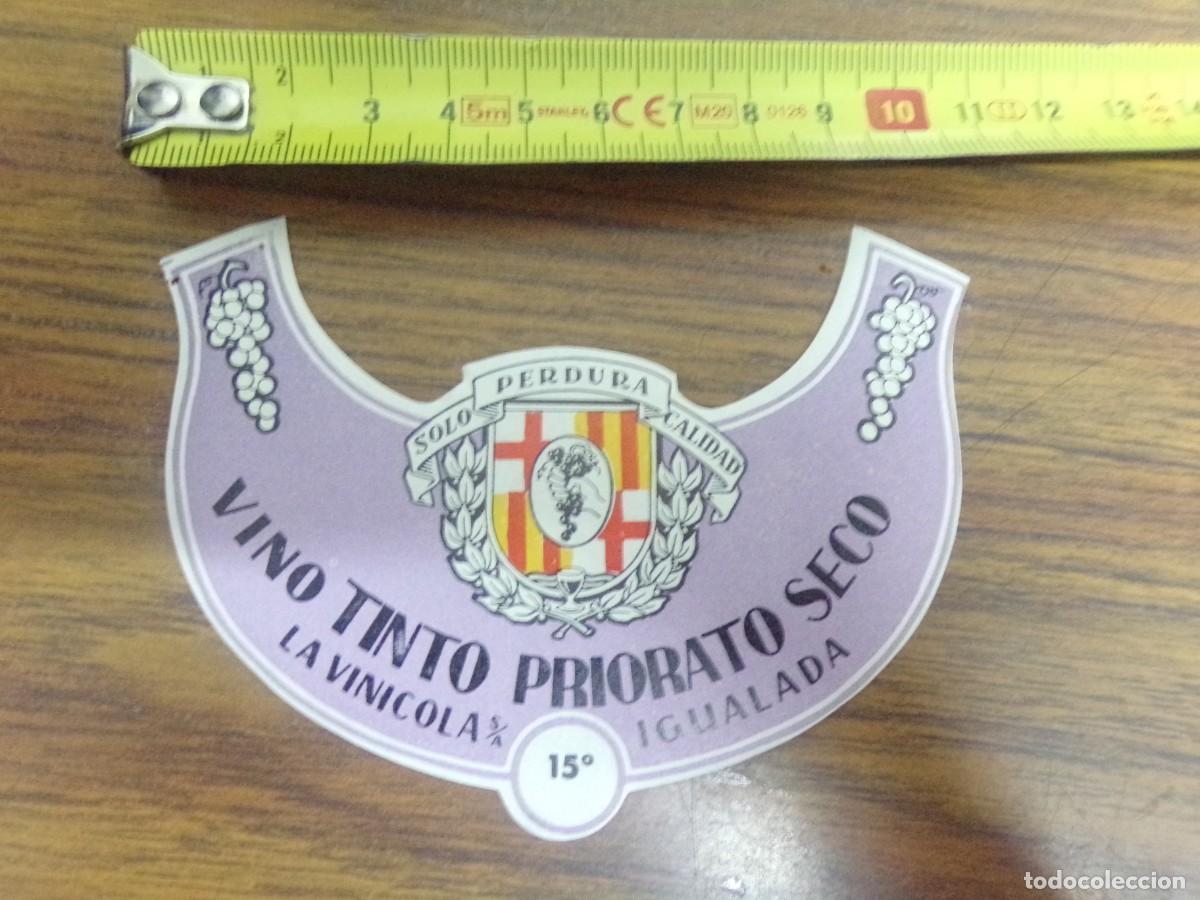 Etiquetas antiguas: etiqueta de vino tinto priorato seco. La Vinicola S.A - Igualada