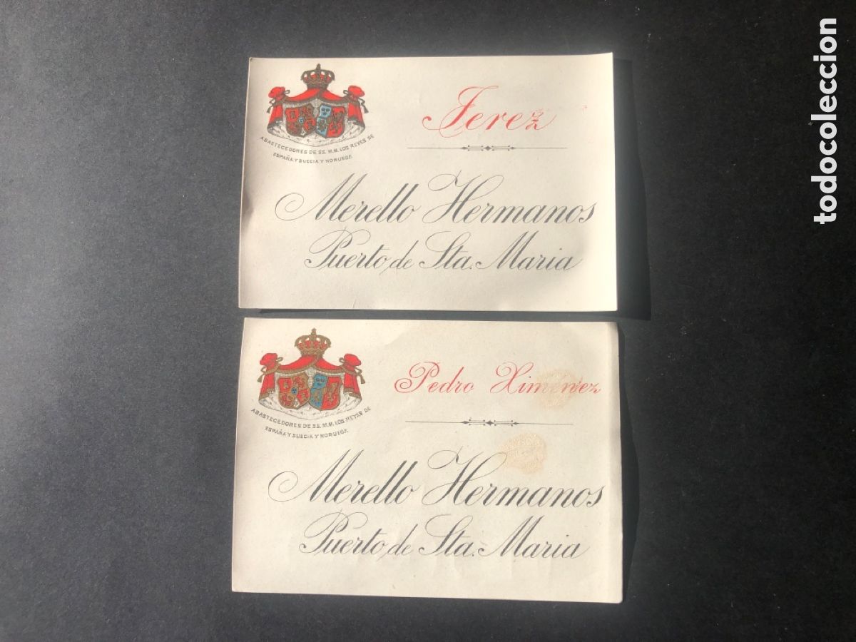 Old Labels: Etiquetas raras MERELLO HERMANOS Jerez / Pedro Ximenez Puerto de Santa Maria