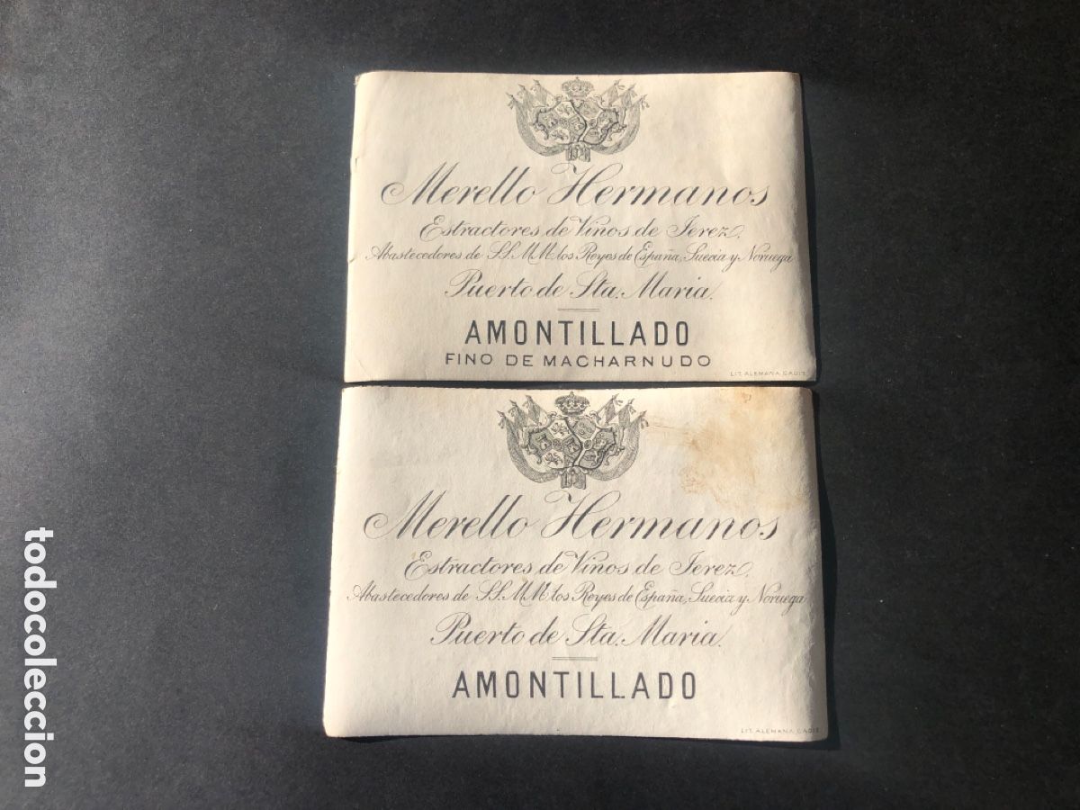 Old Labels: Etiquetas raras MERELLO HERMANOS Amontillado Puerto de Santa Maria