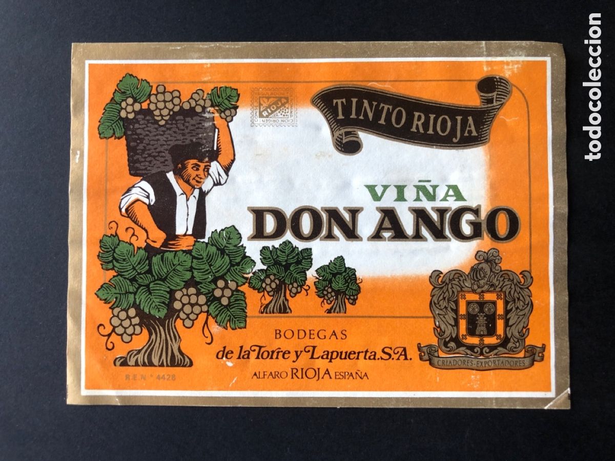 Old Labels: Etiqueta rara Tinto Rioja DON ANGO