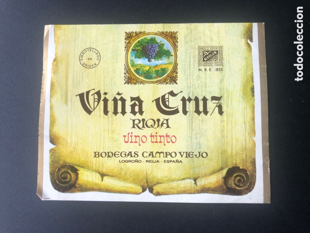 Old Labels: Etiqueta rara rioja VI&Ntilde;A CRUZ bodegas Campo Viejo