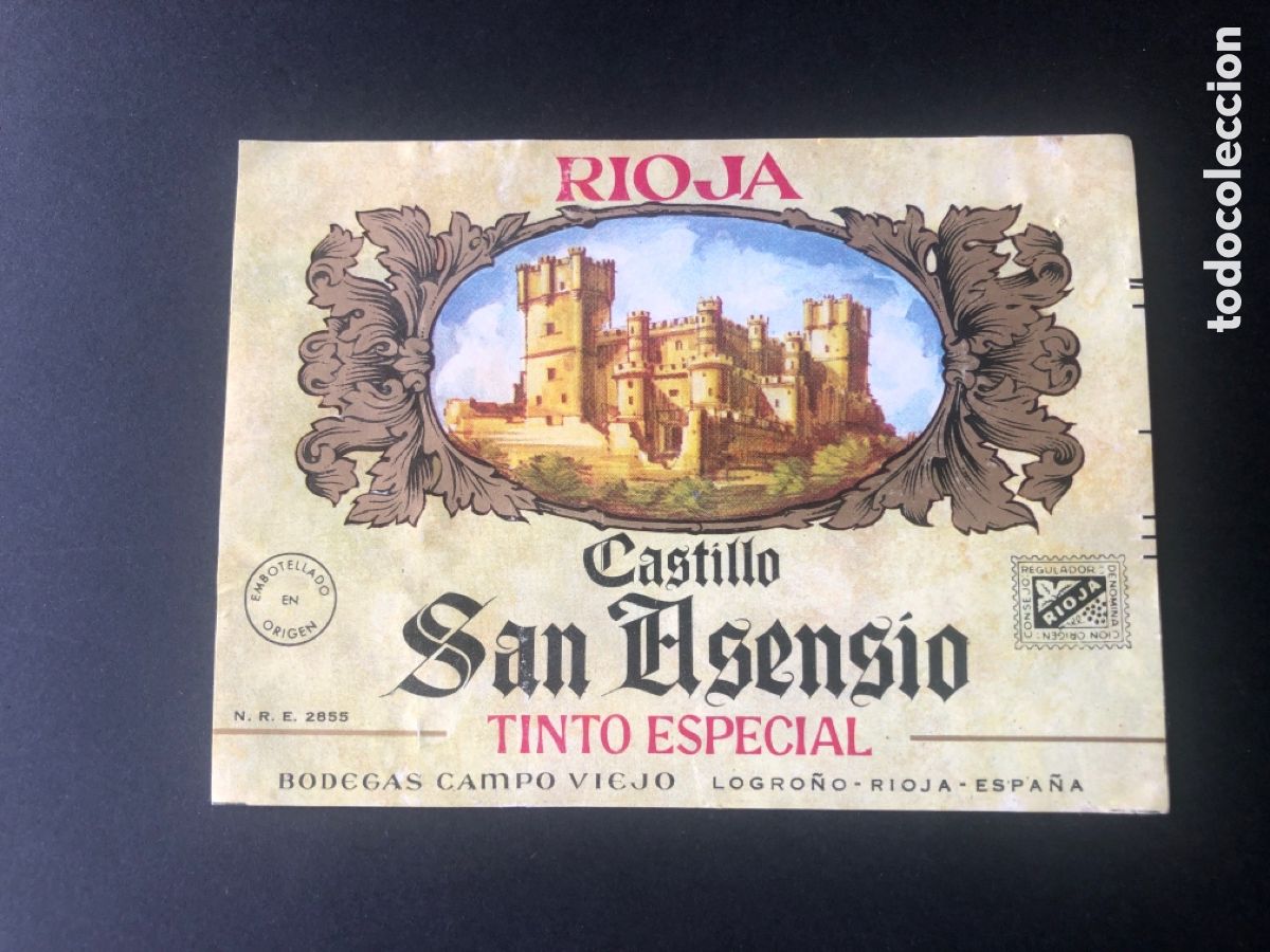 Old Labels: Etiqueta rara rioja castillo SAN ASENSIO bodegas Campo Viejo