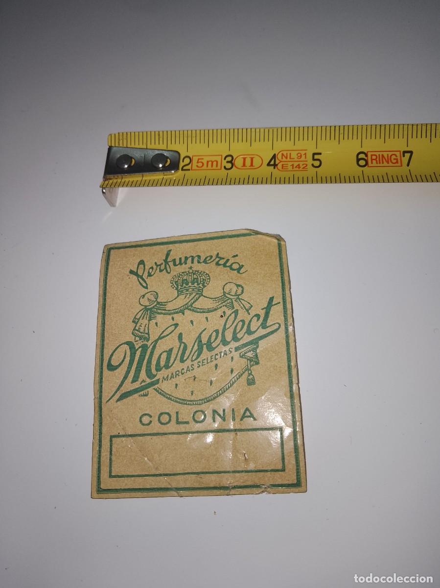 Etiquetas antigas: Etiqueta perfumer&iacute;a marselect colonia a&ntilde;os 50,60,, aproximado &uacute;nica,