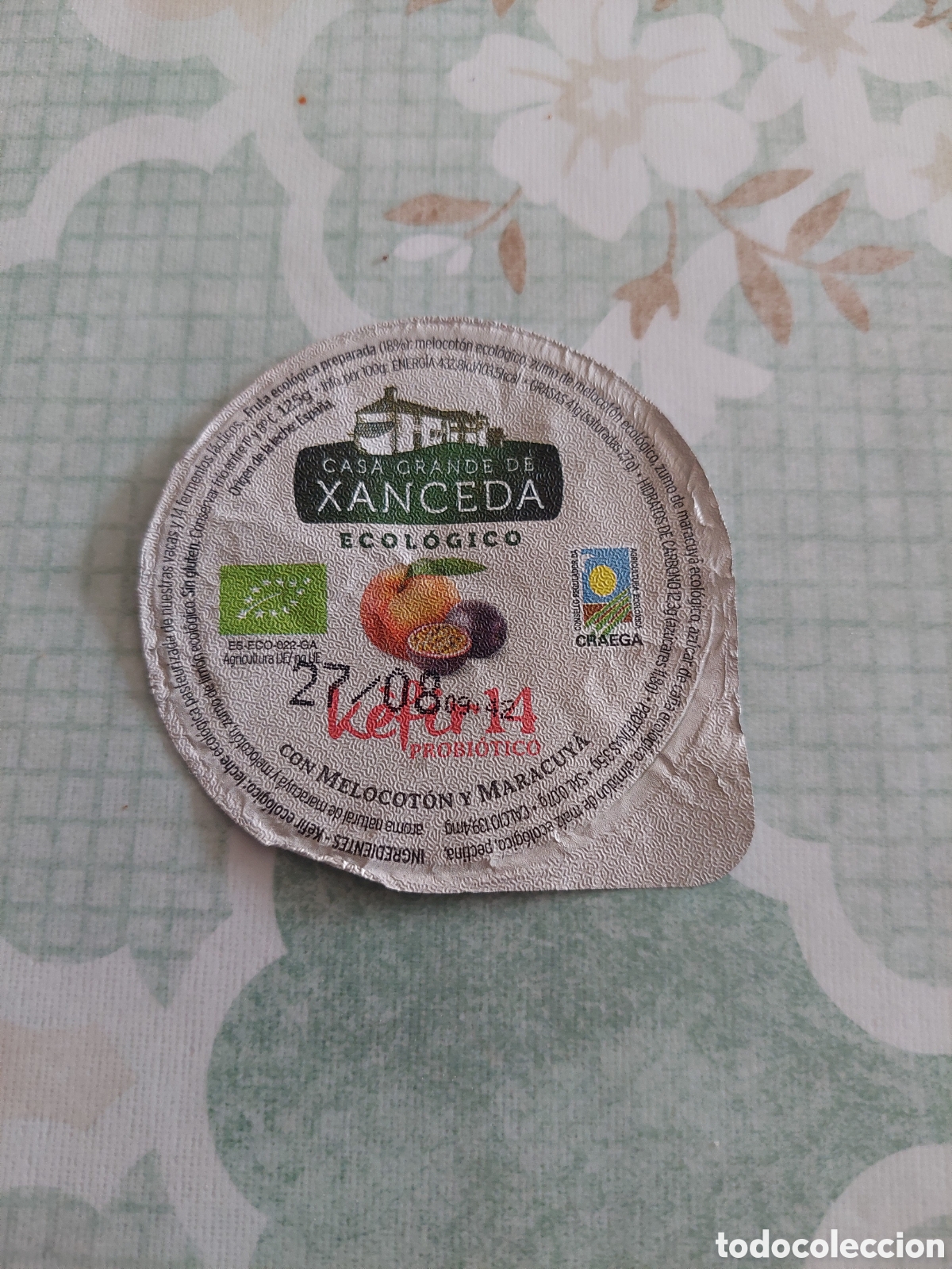 Etiquetas antigas: GALICIA ETIQUETA TAPA YOGUR XANCEDA ECOL&Oacute;GICO KEFU 14 PROBIOTICO MELOCOTON Y MARACUYA
